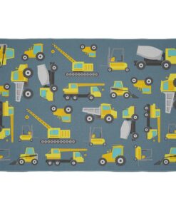 Cape Art Kids Blue Yellow Construction Trucks Pattern Rectangular Rug