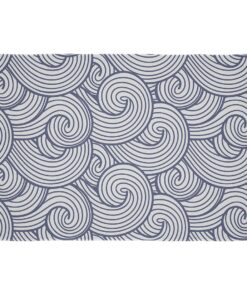Cape Art Kids Navy Waves Line Pattern Rectangular Rug