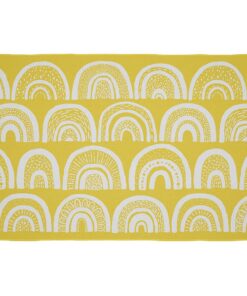 Cape Art Kids Yellow White Rainbow Pattern Rectangular Rug