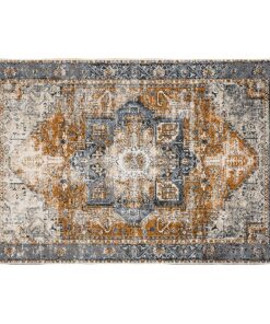 Cape Art Velva Shine Classic Brown And Blue Geo Distressed Rectangular Rug