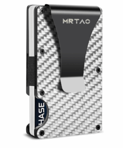 Carbon Fiber Wallet with Money Clip & RFID Blocking & Credit Card Holder - Silver