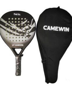 Carbon Fibre Padel Racket / Bat - Marble Design & Padded Carry Bag - Grey