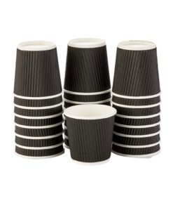 Careworx Paper Coffee Cups, 50 Ripple 250ml Disposable Paper Cups - Black