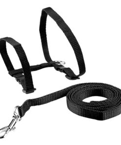Cat Adjustable Nylon Harness Leash - Black