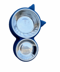 Cat Bowls 2-in-1 Pet Bowl - Removable Steel Bowls - Blue