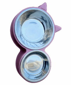 Cat Bowls 2-in-1 Pet Bowl - Removable Steel Bowls - Pink