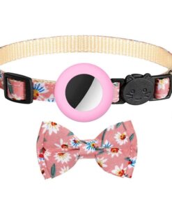 Cat Breakaway Collar with Bowtie and Bell for Apple Airtag - Pink