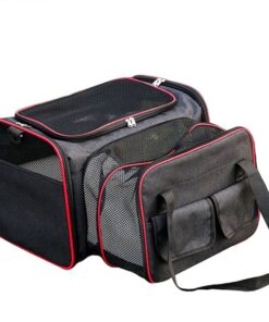 Cat Carrier Soft-Sided Portable Outoor Pet Outing Bag Pet Travel Bag - Black with red edging