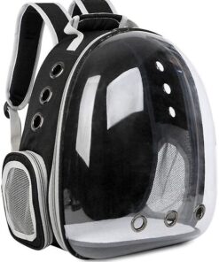 Cat Dog Bird Breathable Backpack Carrier Capsule Transparent BubbleBag Gift - Black