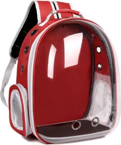 Cat Dog Bird Breathable Backpack Carrier Capsule Transparent BubbleBag Gift - Red
