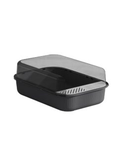Cat Litter Box with High Sides Removable Rim and Scoop-Gray