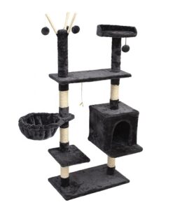 Cat Lovers Deluxe Cat Tree Condo Dark Grey (1.3m high) 128
