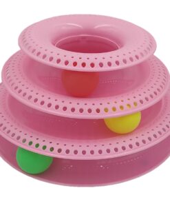 Cat Tower Track Toy 3 Tier Interactive Pet Ball Entertainment - Pink