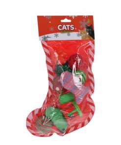 Cat Toys in Christmas Stocking - Set of 10