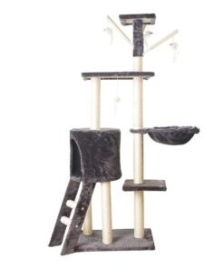 Cat Tree House Tower & Climbing Frame Sisal Post - 138cm Dark Grey