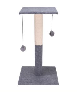 Cat Tree on Stand with 2 Balls on Rope - Grey