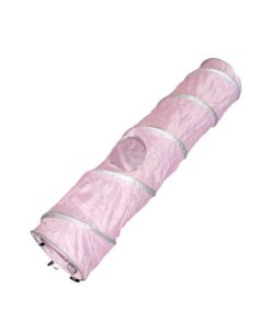 Cat Tunnel Large Folding Cat Crinkle Tunnel With Ball And Hole Cat Tube - Pink