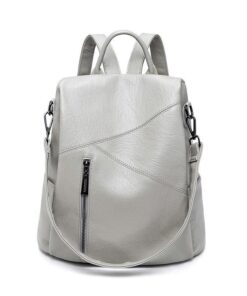 CCB Luxury Designer Leather Women Anti-Theft 3-Way Backpack-B4194 - Grey