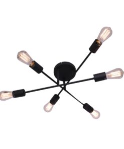 Ceiling Light Black Metal 6 Light Chandelier