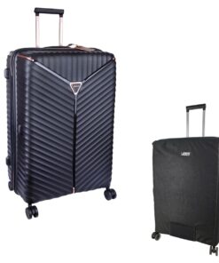 Cellini Allure Hardshell Large Trolley Case plus Voss Luggage Cover - Black