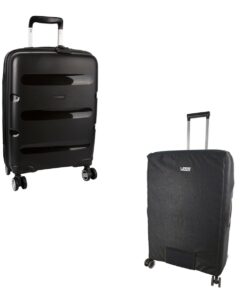 Cellini Cruze Large 4 Wheel Trolley Case + Voss Luggage Cover - Black