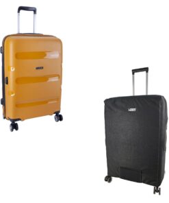 Cellini Cruze Medium 4-Wheel Trolley Case & Voss Luggage Cover - Yellow
