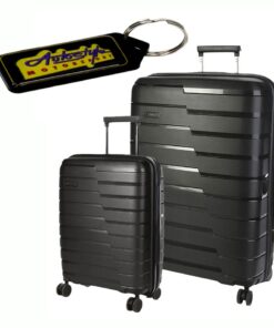 Cellini Microlite 4 Wheel 2 Piece Luggage Trolley Set- Black & Key Holder