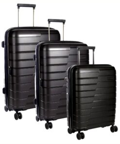 Cellini Microlite 4 Wheel Luggage Trolley Set of 3 - Black