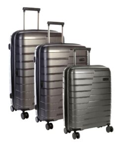 Cellini Microlite 4 Wheel Luggage Trolley Set of 3 - Charcoal