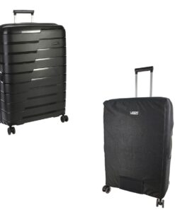 Cellini Microlite Large 4 Wheel Trolley Case +Voss Luggage Cover - Black