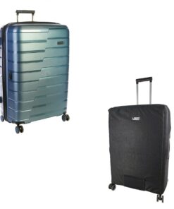 Cellini Microlite Large 4 Wheel Trolley Case +Voss Luggage Cover - Blue