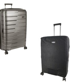 Cellini Microlite Large 4 Wheel Trolley Case +Voss Luggage Cover - Grey
