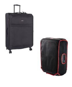 Cellini Microlite S Large 4-Wheel Trolley Bag with Diamond Luggage Glove - Black