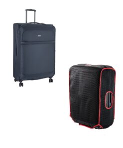 Cellini Microlite S Large 4-Wheel Trolley Bag with Diamond Luggage Glove - Ink Blue