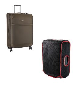 Cellini Microlite S Large 4-Wheel Trolley Bag with Diamond Luggage Glove - Sandalwood