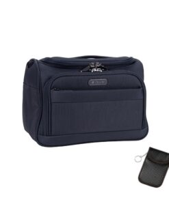 Cellini Microlite S Softshell Beauty Case with Carbon Fibre Finish RFID - Ink Blue