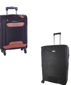 Cellini Monte Carlo 64cm Check-in Spinner and Voss Luggage Cover - Black