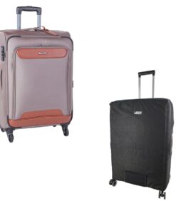 Cellini Monte Carlo 64cm Check-in Spinner and Voss Luggage Cover - Mink