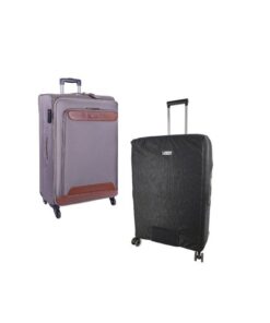 Cellini Monte Carlo 74cm Check-in Spinner and Voss Luggage Cover Black - mink