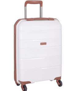 Cellini Spinn 4 Wheel Trolley Carry On - White & Tan