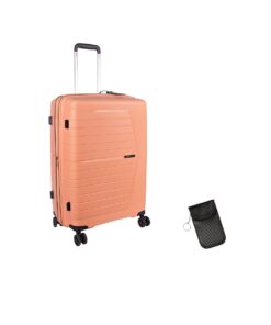 Cellini Starlite Medium 4 Wheel Trolley Case - Peach with RFID Luggage Tag
