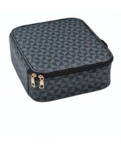 Checkered Design Cosmetic Bag - Grey