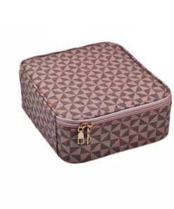 Checkered Design Cosmetic Bag - Pink