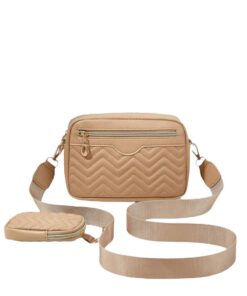 Chic Embroidered Shoulder Crossbody Bag and Purse Combo Set - Beige