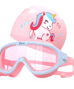 Children's Swimming Goggles Large Frame Waterproof And Anti-fog Set - Pink
