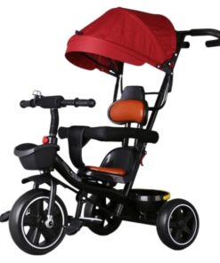 Children's Umbrella 3-Wheel Tricycle With Push Bar Balance - Red