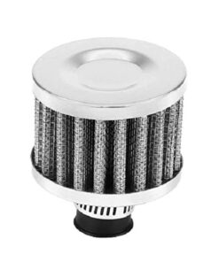 Chrome Breather Filter, Crankcase Vent Filter, Universal, 12mm Neck