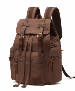Classic Brown Leather and Canvas Backpack