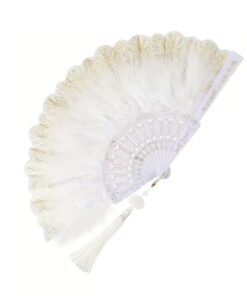 Classic Feather Hand Fan - White