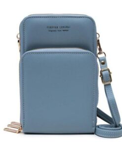 Classic Mini Leather Crossbody Bags For Women - Light Blue